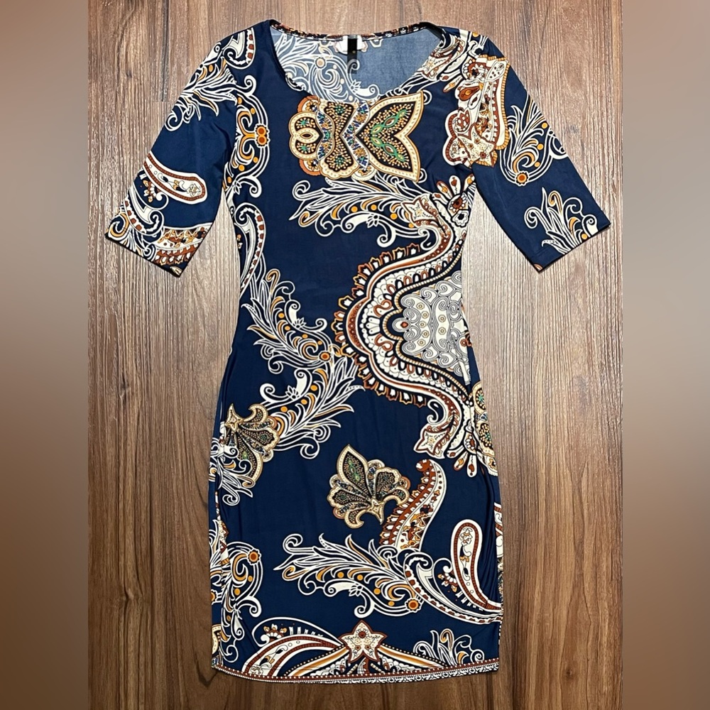 Uptown USA Multi-Color Patterned Short Sleeve Casual / Summer Dress - S